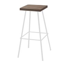 Banqueta Alta Eliza 75cm Industrial Para Cozinha Ferro Branco 100% MDF Freijó - Ahazzo Móveis