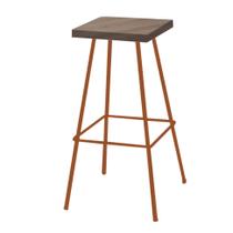 Banqueta Alta Eliza 75cm Industrial Para Cozinha Ferro Bronze 100% MDF Imbuia- Ahz Móveis