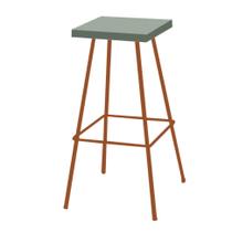 Banqueta Alta Eliza 75cm Industrial Para Cozinha Ferro Bronze 100% MDF Verde - Ahazzo Móveis