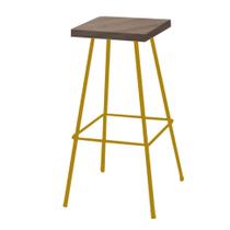 Banqueta Alta Eliza 75cm Industrial Para Cozinha Ferro Dourado 100% MDF Rústico - Ahazzo Móveis