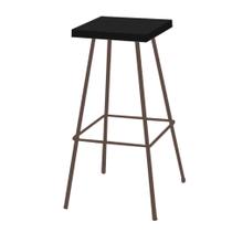 Banqueta Alta Eliza 75cm Industrial Para Cozinha Ferro Marrom 100% MDF Preto - Ahazzo Móveis