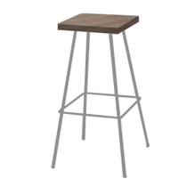 Banqueta Alta Eliza 75cm Industrial Para Cozinha Ferro Prata 100% MDF Castanho - Ahazzo Móveis