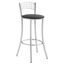 Banqueta Alta em Aço para Cozinha com Encosto