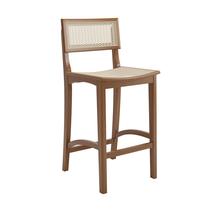 Banqueta Alta em Madeira com Assento e Encosto em Rattan Natural Design Sofisticado e Conforto para Cozinha, Balcão ou Área Gourmet