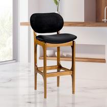Banqueta Alta em Madeira Decor Estofada Suede Preto L14 RMI Banqueta Alta em Madeira Decor Estofada Suede Preto L14 RMI