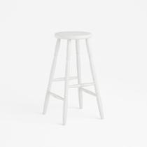Banqueta Alta em Madeira Maciça 75cm Branco Marin Brasil