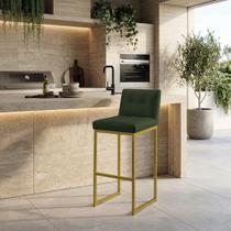 Banqueta Alta Encosto Industrial Assento PU Base Metálica Verde D'Rossi Banqueta Alta Encosto Industrial Assento PU Base Metálica Verde D'Rossi