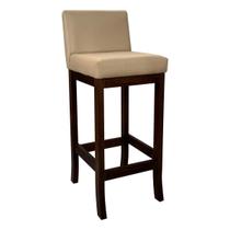 Banqueta Alta Estofada em Madeira Maciça Capuccino Melody Suede Bege