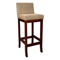 Banqueta Alta Estofada em Madeira Maciça Castanho Melody Suede Bege Banqueta Alta Estofada em Madeira Maciça Castanho Melody Suede Bege