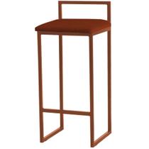 Banqueta Alta Estofada Suede Pietra Base Bronze House