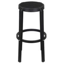Banqueta Alta Fitz em Polipropileno Preto Assento Simulando Rattan Preto