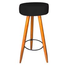 Banqueta Alta Flora Pés Palito em Madeira Caramelo para Bar Bistrô Cozinha Suede Preto - Damaffê Móveis Banqueta Alta Flora Pés Palito em Madeira Caramelo para Bar Bistrô Cozinha Suede Preto - Damaffê Móveis