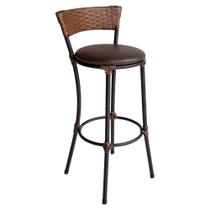 Banqueta Alta Forts com Encosto Aço Carbono e Fibra Sintética