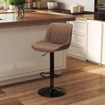 Banqueta Alta Giratória Ajustável em PU Leather Youhauchair, Cor Clara Banqueta Alta Giratória Ajustável em PU Leather Youhauchair, Cor Clara