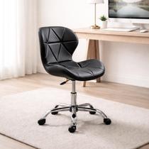 Banqueta Alta Giratória Regulagem de Altura Estilo Office Base Cromada Sem Braços Material Sintético