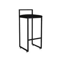 Banqueta Alta Industrial 0,83 cm Metal Preto Suede Preto - Belliv Decor Banqueta Alta Industrial 0,83 cm Metal Preto Suede Preto - Belliv Decor