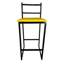 Banqueta Alta Industrial Decoração Balcão p/ Cozinha Lisboa Assento Amarelo Banqueta Alta Industrial Decoração Balcão p/ Cozinha Lisboa Assento Amarelo