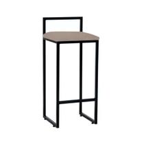 Banqueta Alta Industrial Dori em Aço para Bar Cozinha Bancada Alta Assento Suede Casa - Preto/bege Banqueta Alta Industrial Dori em Aço para Bar Cozinha Bancada Alta Assento Suede Casa - Preto/bege
