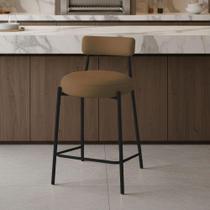 Banqueta Alta Industrial Londres New Couro Flex com Encosto Marrom D'Rossi
