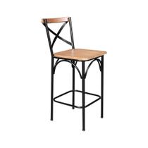 Banqueta Alta Industrial Paris Base Alumínio com Encosto - Natural