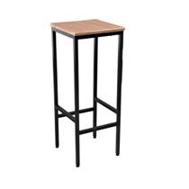 Banqueta Alta Industrial Quadrada com Assento em Madeira
