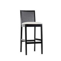 Banqueta Alta Íris com Encosto em Tela e Estofada - Preto/Bege Banqueta Alta Íris com Encosto em Tela e Estofada - Preto/Bege