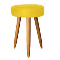 Banqueta Alta Julia 50cm Bar Cozinha Balcão Bistrô Pé Palito Castanho Suede Amarelo - Ahz Móveis