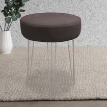 Banqueta Alta Julia Industrial 55cm Ferro Cinza Suede Marrom - Ahz Móveis