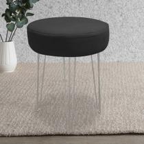 Banqueta Alta Julia Industrial 55cm Ferro Prata Suede Preto - Ahazzo Móveis