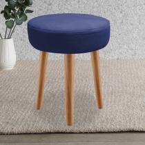 Banqueta Alta Julia Industrial 55cm Pé Palito Carvalho Suede Azul Marinho - Ahazzo Móveis