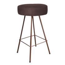 Banqueta Alta Laisa Industrial Redonda Cozinha Bar Balcão Bistrô Ferro Bronze Suede Marrom - Ahazzo Móveis