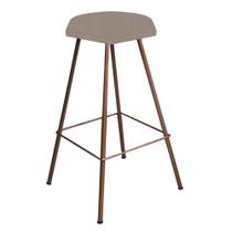 Banqueta Alta Lari Eiffel Hexágono Bancada Bar Balcão Bistrô Ferro Bronze Tecido Sintético Bege - Ahz Móveis