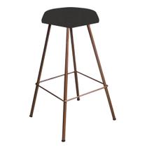 Banqueta Alta Lari Eiffel Hexágono Bancada Bar Balcão Bistrô Ferro Bronze Tecido Sintético Cinza - Ahazzo Móveis