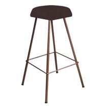 Banqueta Alta Lari Eiffel Hexágono Bancada Bar Balcão Bistrô Ferro Bronze Tecido Sintético Marrom - Ahz Móveis