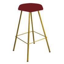 Banqueta Alta Lari Eiffel Hexágono Bancada Bar Balcão Bistrô Ferro Dourado material sintético Vermelho - Ahazzo Móveis