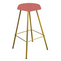 Banqueta Alta Lari Eiffel Hexágono Bancada Bar Balcão Bistrô Ferro Dourado Suede Rose Gold - Ahazzo Móveis