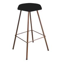 Banqueta Alta Lari Eiffel Hexágono Bar Balcão Bistrô Ferro Bronze Tecido Sintético Preto - Ahazzo Móveis