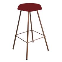 Banqueta Alta Lari Eiffel Hexágono Cozinha Bar Balcão Bistrô Ferro Bronze Suede Vermelho - Ahz Móveis