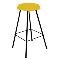 Banqueta Alta Lari Eiffel Hexágono Cozinha Bar Balcão Bistrô Ferro Preto material sintético Amarelo - Ahazzo Móveis