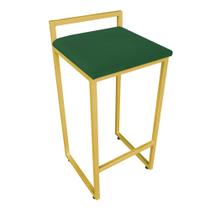 Banqueta Alta Lavínia Suede Verde Base Dourado D'Rossi