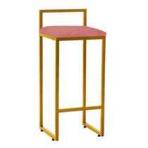 Banqueta Alta Lina Industrial Cozinha Bar Balcão Bistrô Ferro Dourado Suede Rose Gold - Ahazzo Móveis