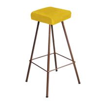 Banqueta Alta Lira Eiffel Industrial Bar Balcão Bistrô Ferro Bronze Tecido Sintético Amarelo - Ahazzo Móveis