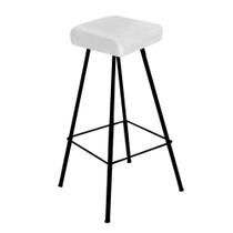 Banqueta Alta Lira Eiffel Industrial Bar Balcão Bistrô Ferro Preto Tecido Sintético Branco - Ahazzo Móveis