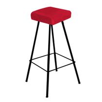 Banqueta Alta Lira Eiffel Industrial Bar Balcão Bistrô Ferro Preto Tecido Sintético Vermelho - Ahazzo Móveis