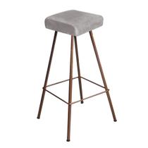 Banqueta Alta Lira Eiffel Industrial Cozinha Bar Balcão Bistrô Ferro Bronze Suede Cinza - Ahazzo Móveis