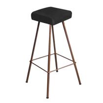 Banqueta Alta Lira Eiffel Industrial Cozinha Bar Balcão Bistrô Ferro Bronze Suede Preto - Ahazzo Móveis