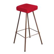 Banqueta Alta Lira Eiffel Industrial Cozinha Bar Balcão Bistrô Ferro Bronze Suede Vermelho - Ahazzo Móveis