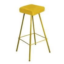 Banqueta Alta Lira Eiffel Industrial Cozinha Bar Balcão Bistrô Ferro Dourado material sintético Amarelo - Ahz Móveis