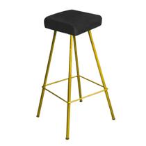 Banqueta Alta Lira Eiffel Industrial Cozinha Bar Balcão Bistrô Ferro Dourado material sintético Preto - Ahazzo Móveis