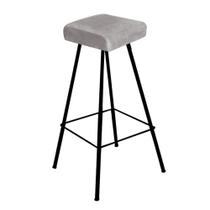 Banqueta Alta Lira Eiffel Industrial Cozinha Bar Balcão Bistrô Ferro Preto Suede Cinza - Ahz Móveis